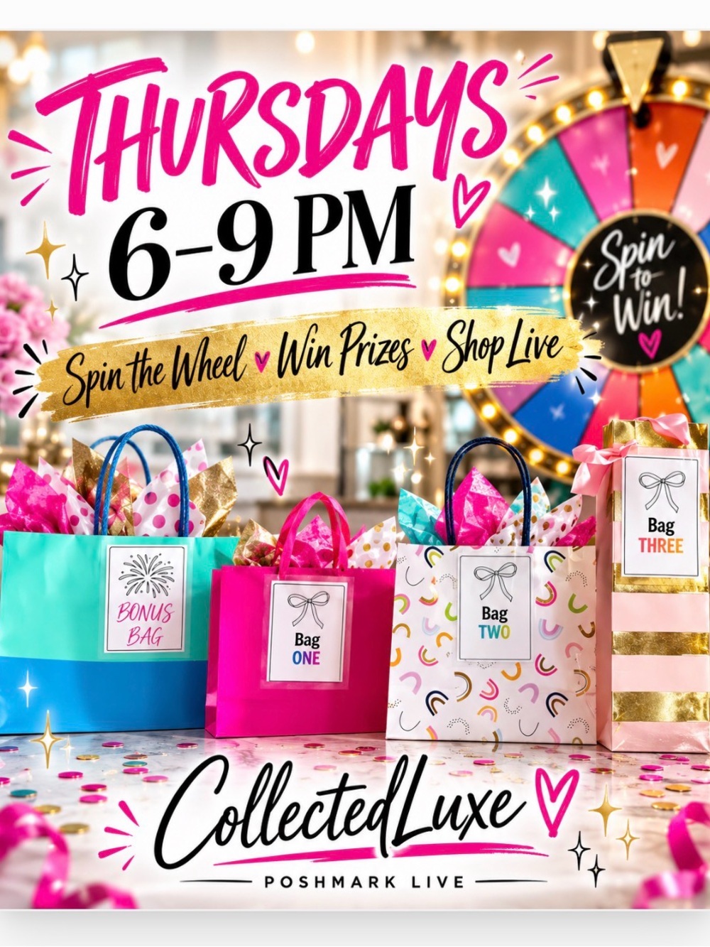 CollectedLuxe LIVE Thursday 6-9PM • Every Purchase Spins!
